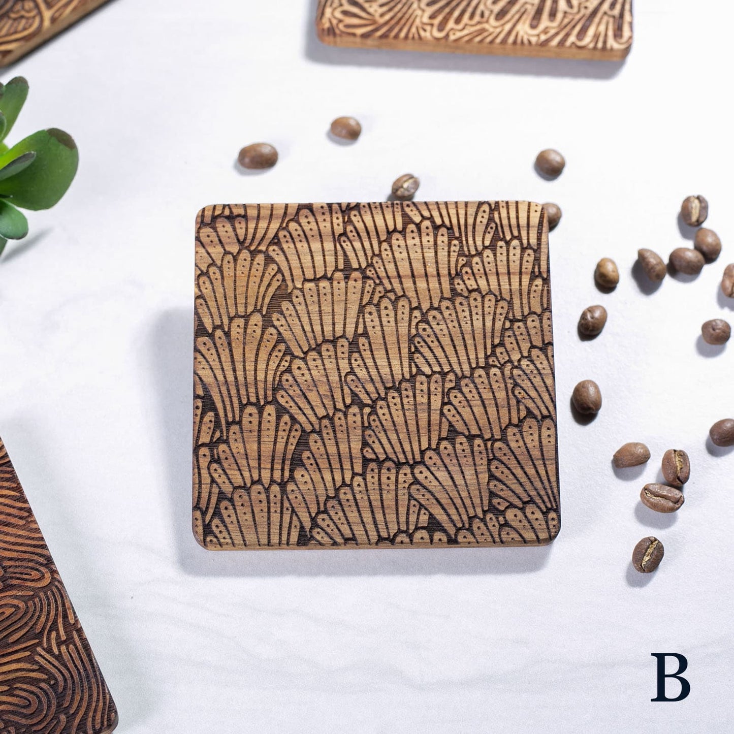 Hand-Illustrated Engraved Coaster Set