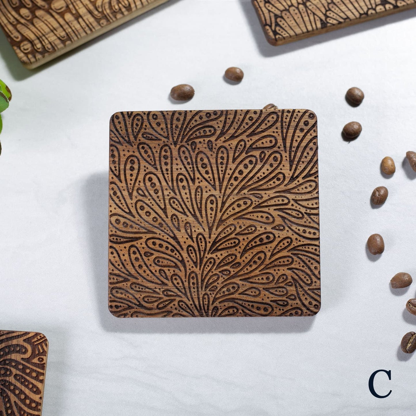 Hand-Illustrated Engraved Coaster Set