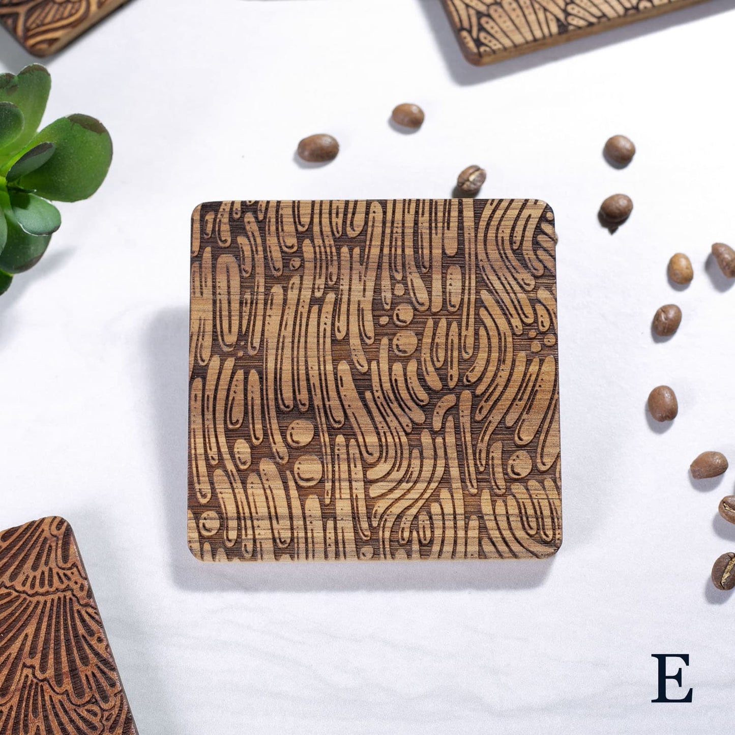 Hand-Illustrated Engraved Coaster Set